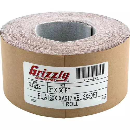 Grizzly H4424 - 3" x 50' A/O Sanding Roll 150 Grit, H&L