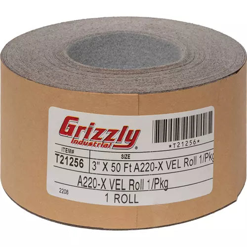Grizzly T21256 - 3" x 50' A/O Sanding Roll 220 Grit, H&L
