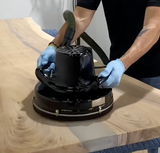 Using the GEM 11-inch Large Orbital Sander & Polisher with the dust shroud for dust collection