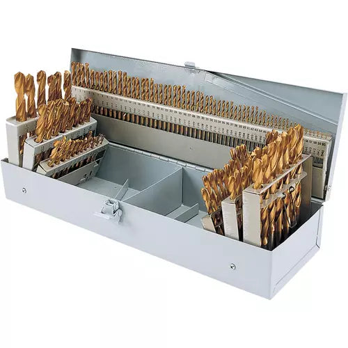 The D1138 115 pc. TiN Coated HSS Drill Bit Set in Steel Index