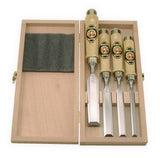 Chisel Set in a Wooden Box - Bevel Edge Chisel Set in a wooden box